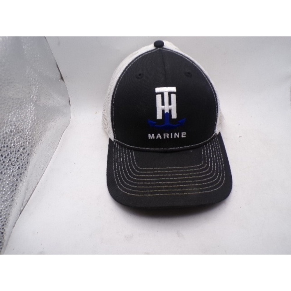 TH Marine Trucker Hat Black White Mesh Snapback Anchor Logo Embroidered Cap OSFM